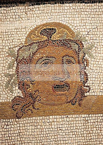 mosaique;antiquite;sousse;masque;theatre;comedie