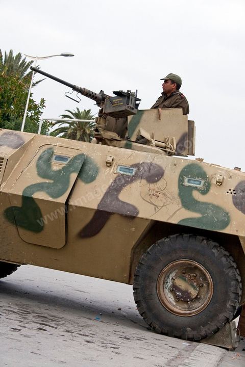 Journée du 19/01/2011 : Journée du 19/01/2011 : Militaires autour du Palais Présidentiel de Carthage dans la banlieue nord de Tunis