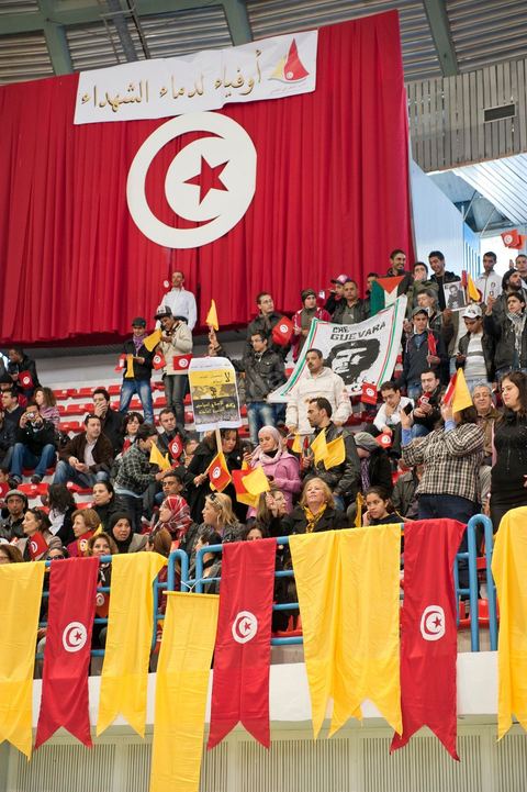 29 janvier : le premier grand meeting politique du PDP (Parti Démocrates progressistes) depuis le départ de Ben Ali à la grande salle des sports "la coupole" d'El Menzah en présence du rappeur El Général, de la maman de Bouaziz et du leader du parti pour les prochaines élections présidentielles Ahmed Nejib Chebbi, actuel ministre du développement régional et local dasn le gouvernement de transition.