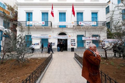 12 mars 2011 : Au coeur de l'UGTT (Union Générale Tunisienne du Travail), siège historique de la Place Mohamed Ali à Tunis.