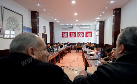 12 mars 2011 : Réunion de la commission administrative du syndicat national de l'Enseignement Secondaire, présidée par M. Mouldi Jendoubi. Au coeur de l'UGTT (Union Générale Tunisienne du Travail), siège historique de la Place Mohamed Ali à Tunis.