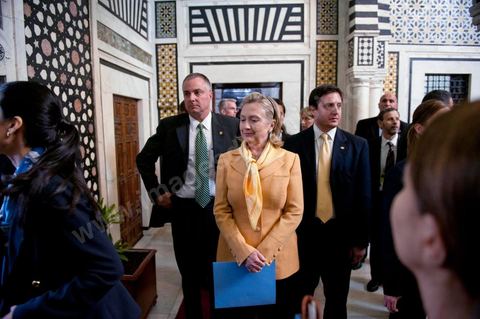 Visite de Mme Hilary Clinton Secrétaire d'Etat américain, au premier ministère à Tunis 