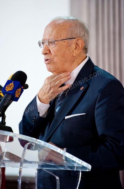 M. Béji Caïd Essebsi, premier Ministre tunisien du gouvernement de Transition au Séminaire organisé en Tunisie par la FIDH, Fédération Internationnale des ligues des Droits de l'Homme, sur la transition démocratique en Tunisie. les 17 au 19 mars 2011.