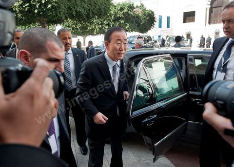 22 mars : M. Ban Ki-moon au Premier Ministère avec M. Beji Caïd Essebsi, Premier Ministre du gouvernement de transition, lors de la visite de Ban Ki-moon, Secrétaire Général des Nations Unies, en Tunisie