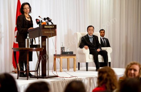 22 mars : M. Ban Ki-moon rencontre des personnalités, et jeunes de la société civile tunisienne, lors de la visite de Ban Ki-moon, Secrétaire Général des Nations Unies, en Tunisie