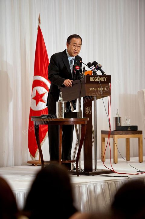 22 mars : M. Ban Ki-moon rencontre des personnalités, et jeunes de la société civile tunisienne, lors de la visite de Ban Ki-moon, Secrétaire Général des Nations Unies, en Tunisie