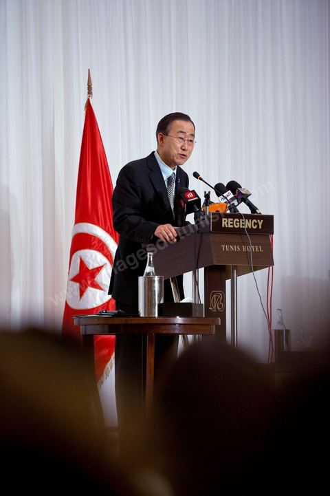 22 mars : M. Ban Ki-moon rencontre des personnalités, et jeunes de la société civile tunisienne, lors de la visite de Ban Ki-moon, Secrétaire Général des Nations Unies, en Tunisie