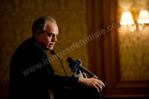 3 avril 2011 : Conférence de presse de Frédéric Mitterrand, Ministre de la Culture et de la Communication,  lors de sa première visite de travail en Tunisie après la Révolution tunisienne
