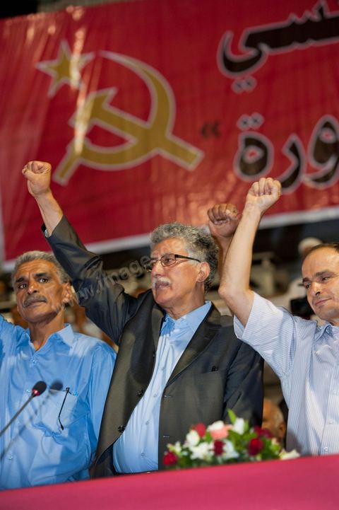 22 juillet 1er meeting du PCOT (Parti communiste des ouvriers de Tunisie) de Hamma Hammami à la Coupole d'El Menzah à Tunis