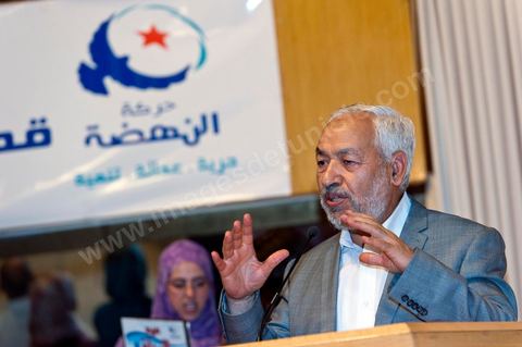 13 août 2011 : Rached Ghannouchi à la Commération par le parti Ennahda de la Fête de la Femme et du Code du Statut personnel tunisien au Palais des Congrés de Tunis, avec discours de Farida Laabidi, militante, de Rached Ghannouchi, fondateur et chef du parti Ennahda, ainsi que Psycho-M, rappeur fortement engagé dans ses propos islamistes. Rached Ghannouchi annonce la volonté de ne pas inscrire la polygamie dasn la prochaine élection, la Tunisie n'ayant pas les moyens pour cela ...