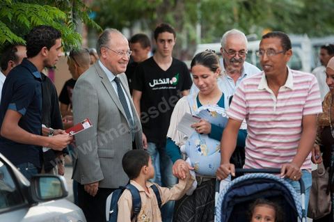 Mustapha Ben Jaafar en campagne à Grombalia au Cap Bon pour la liste Nabeul de Ettakatol, rencontres avec les citoyens