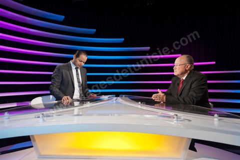 10 octobre 2011 : Mustapha Ben Jaafar à la chaîne de Télévision Hannibal pour une interview ddasn le cadre de la campagne pour l'assemblée constituante.