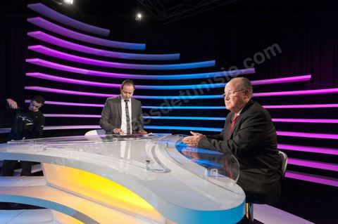 10 octobre 2011 : Mustapha Ben Jaafar à la chaîne de Télévision Hannibal pour une interview ddasn le cadre de la campagne pour l'assemblée constituante.