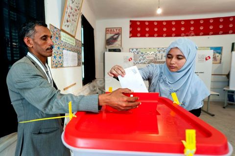 Bureau de vote à Mutoul sur la route entre Le Kef et Jendouba