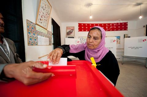 Bureau de vote à Mutoul sur la route entre Le Kef et Jendouba