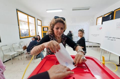 Bureau de vote au à El Menzah V quartier bourgeois de Tunis