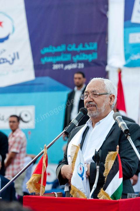 Discours de Rached Ghannouchi au Meeting de cloture du parti Ennahdha à Ben Arous dans le stade de foot en présence du président Rached Ghannouchi