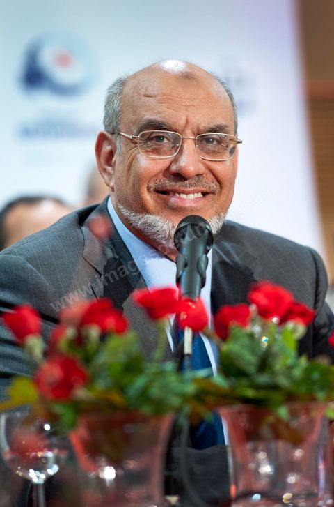 28 octobre : Hamadi Jebali, Secrétaire Général de Ennahdha lors de la conférence de presse du parti Ennahdha au lendemain des résultats officiels des élections pour la constituante remportée avec 41,5 % des voix pour Ennahdha.