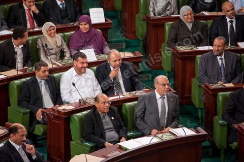 22 novembre 2011 : Première réunion de l'assemblée constituante élue le 23 octobre avec en 2ème séance la seule présence des députés élus et au premier rang et côte à côte M. Hamadi Jebali, futur premier Ministre et Moncef Marzouki, futur Président de la République