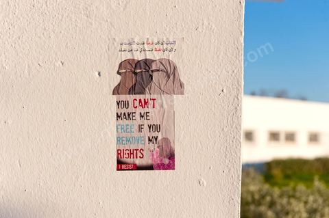 sur les murs des batiments de  l'adminitration occupés par les étudiants à la Faculté des Lettres, des Arts et des Humanités de la Manouba, le sitin des salafistes réclamant une mosquée et le port du Niqab a amené à la fermeture de la faculté pour plus de 8000 étudiants.