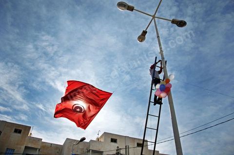 17 décembre 2011 à Sidi Bouzid, préparatif pour la commémoration du 1ère anniversaire du début de la Révolution marqué par l'immolation de Mohamed Bouazizi à Sidi Bouzid