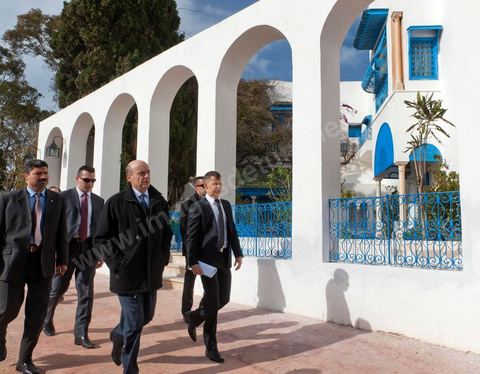 6 janvier 2012 : Au Palais du Baron d'Erlanger à Sidi Bou Said, visite au 2ème jour d ela visite de Alain Juppé, Ministre des Affaires Etrangères français, à Tunis consacré à la société civile, économique et culturelle.