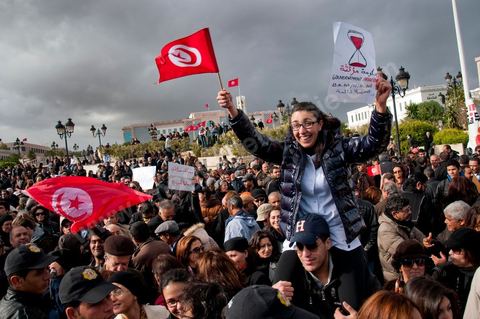 9 janvier 2012 : manifestation à la Kasbah devant le Premier ministère des journalistes qu contestent et refusent les nominations opérées par le gouvernement Jebali, samedi 7 décembre, dans des organes publics d’information.