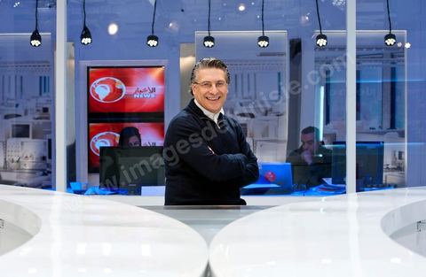 Nabil Karoui, Directeur de Nesma TV la chaine maghrébine dans les studios de la chaine à Radès en Tunisie