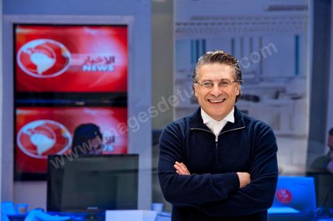 Nabil Karoui, Directeur de Nesma TV la chaine maghrébine dans les studios de la chaine à Radès en Tunisie