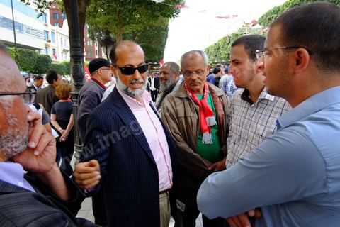 1er mai 2012 sur l'avenue Habib Bourguiba, manifestation des syndicalistes et des travailleurs tunisiens sur l'avenue pour la fête du travail.