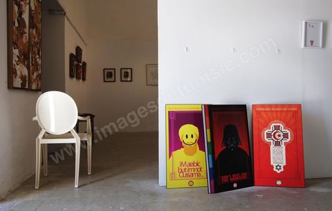Au printemps des Arts Fair Tunis au soir du dernier jour. L'exposition polémique qui a lancé un grand mouvement de protestations au dernier jour accusant ces artistes de porter atteint au sacré.