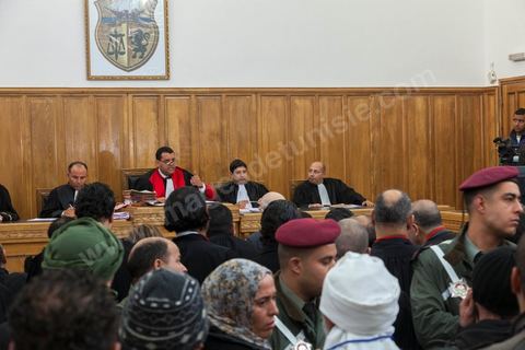 Les magistrats du tribunal militaire du kef, lors de l'audience du 16 janvier.