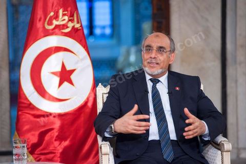 23 juin : au Premier Ministère, interview de Hamadi Jebali, Premier Ministre tunisien, pour TV5 émission "Internationale" en partenariat avec Le Monde et RFI