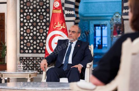 23 juin : au Premier Ministère, interview de Hamadi Jebali, Premier Ministre tunisien, pour TV5 émission "Internationale" en partenariat avec Le Monde et RFI