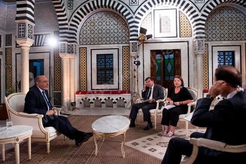 23 juin : au Premier Ministère, interview de Hamadi Jebali, Premier Ministre tunisien, pour TV5 émission "Internationale" en partenariat avec Le Monde et RFI