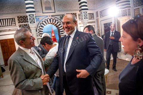 23 juin : au Premier Ministère, interview de Hamadi Jebali, Premier Ministre tunisien, pour TV5 émission "Internationale" en partenariat avec Le Monde et RFI