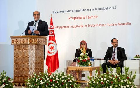 23 juin au Palais des Congrès de Tunis manifestation pour le "Lancement des Consultations sur le Budget 2013, Préparons l'avenir pour un développement équitable et inclusif d'une Tunisie Nouvelle" présidée par Hamadi Jebali, Premier Ministre Tunisien, avec la présence exceptionnelle de Joseph Stiglitz, Prix Nobel d'Economie 2011 et les membres du gourvenement.