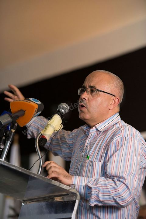 Ridha Belhadj, porte parole du Hizb ut Tahrir (parti de la liberation)  lors du Meeting, dimanche 24 juin au parc des expositions à la Soukra (banlieue de Tunis). Le Hizb ut Tahrir, un parti internationaliste, partisan de la restauration du califat. Pour l'instant, le parti n'est pas autorisé en Tunisie en raison de sa référence à la religion.