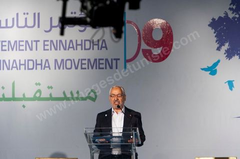 12 juillet : Rached Ghannouchi, président et fondateur de Ennahdha,  lors du 9ème congrès du mouvement islamiste Ennahdha, parti au pouvoir en Tunisie. plus de 10 000 congrèsites pour la grande cérémonie d'ouverture du congrès qui cloturera le 15 juillet.