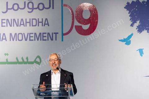 12 juillet : Rached Ghannouchi, président et fondateur de Ennahdha,  lors du 9ème congrès du mouvement islamiste Ennahdha, parti au pouvoir en Tunisie. plus de 10 000 congrèsites pour la grande cérémonie d'ouverture du congrès qui cloturera le 15 juillet.