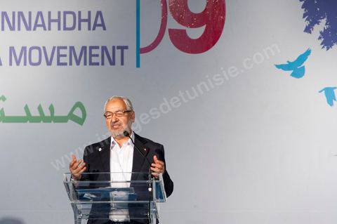 12 juillet : Rached Ghannouchi, président et fondateur de Ennahdha,  lors du 9ème congrès du mouvement islamiste Ennahdha, parti au pouvoir en Tunisie. plus de 10 000 congrèsites pour la grande cérémonie d'ouverture du congrès qui cloturera le 15 juillet.