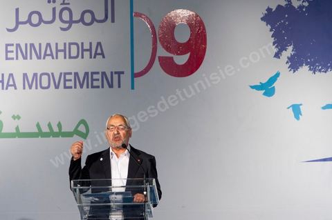 12 juillet : Rached Ghannouchi, président et fondateur de Ennahdha,  lors du 9ème congrès du mouvement islamiste Ennahdha, parti au pouvoir en Tunisie. plus de 10 000 congrèsites pour la grande cérémonie d'ouverture du congrès qui cloturera le 15 juillet.