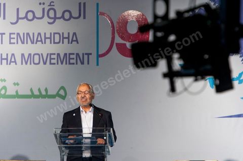 12 juillet : Rached Ghannouchi, président et fondateur de Ennahdha,  lors du 9ème congrès du mouvement islamiste Ennahdha, parti au pouvoir en Tunisie. plus de 10 000 congrèsites pour la grande cérémonie d'ouverture du congrès qui cloturera le 15 juillet.