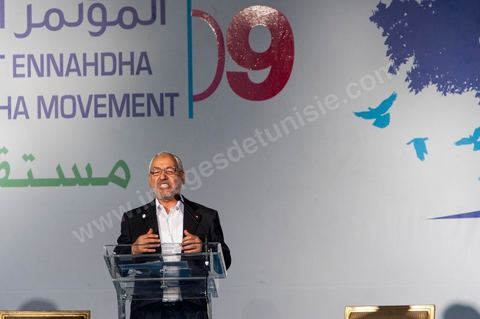 12 juillet : Rached Ghannouchi, président et fondateur de Ennahdha,  lors du 9ème congrès du mouvement islamiste Ennahdha, parti au pouvoir en Tunisie. plus de 10 000 congrèsites pour la grande cérémonie d'ouverture du congrès qui cloturera le 15 juillet.