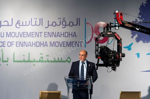 12 juillet : Hamadi Jebali, secretaire general de Ennahdha et Président du gouvernement tunisien,  lors du 9ème congrès du mouvement islamiste Ennahdha, parti au pouvoir en Tunisie. plus de 10 000 congrèsites pour la grande cérémonie d'ouverture du congrès qui cloturera le 15 juillet.