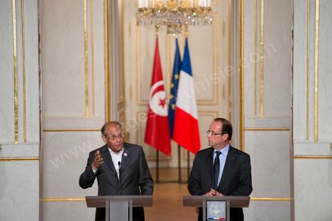 17 juillet : Conférence de presse après l'entrevue des deux présidents à l'Elysée François Hollande et Moncef Marzouki au 1er jour de la visite officielle de Moncef Marzouki, Président de la République tunisienne à Paris et Marseille