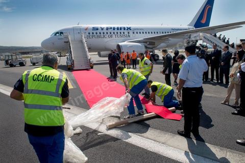 19 juillet : Arrivée de l'avion du préseident Moncef Marzouki à Marseille au 3éme jour de la visite officielle de Moncef Marzouki, Président de la République tunisienne à Paris et Marseille.