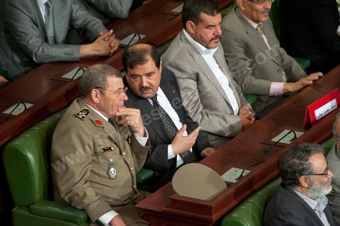 25 juillet : le générale Rachid Amar et les ministres du gouvernement à la commémoration du 55ème anniversaire de la République tunisienne avec les discours des 3 présidents à l'Assemblée Nationale Constituante.