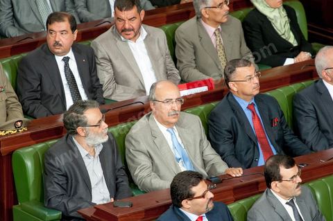 25 juillet : les ministres du gouvernement à la commémoration du 55ème anniversaire de la République tunisienne avec les discours des 3 présidents à l'Assemblée Nationale Constituante.