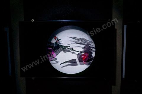 26 septembre 2012 : à la lampe de poche, visite de l'exposition "lanterne magique" de Meriem Bouderbala. Karakuz revient, goguenard et hilare, dans des saynètes photographiques pour réinvestir les coins d'ombres et en révéler les secrets rémanents dans le cadre de Dream City 2012, "l'artiste face aux libertés" dans la médina de Tunis du 26 au 30 septembre. Au delà de la simple organisation d'une manifestation en espace public, chaque édition de Dream City est le fruit d'une recherche collective menée entre artistes sélectionnées et spécialistes de l'art, de la ville et des sciences humaines.